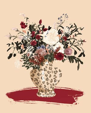 Flowers in a Leopard Vase – Digital Luxury Art Print