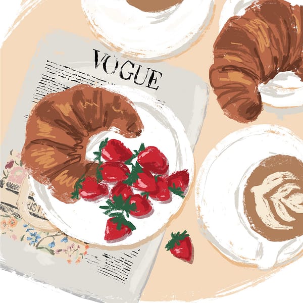 Un Croissant et Vogue - Digital Luxury Art Print